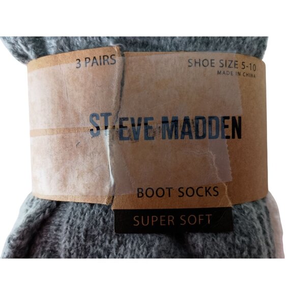 Steve Madden 3 Pairs Of Boot Socks Super Soft Women's Shoe Size 5-10 - Picture 5 of 5